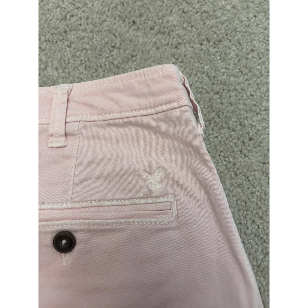 VTG Y2K American Eagle Preppy Pink Chino Shorts Extreme Flex Size 38 X 9